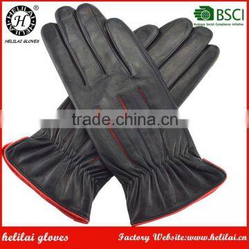 Bestselling Winter Luxury Men Driving Leather Gloves with Elastic Cuff