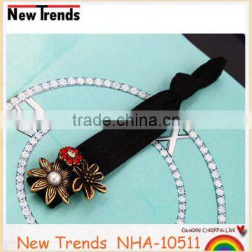 Vintage Rhinestone Flower Elastic Hair Band Hot Sale photo-4