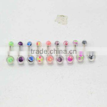Stainless Steel Curved Barbell With Charming Acrylic Balls Tongue Rings New Fashion Magnetic Tongue Piercing Jewelry photo-5