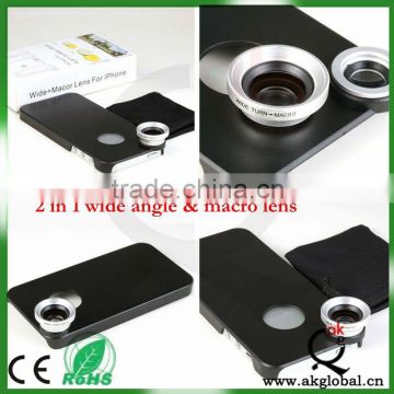 Mobile phone lens 2 in 1 0.65X Wide-angle+Macro lens with mobile phone case for ip 6/ip 6 plus accept OEM for sale