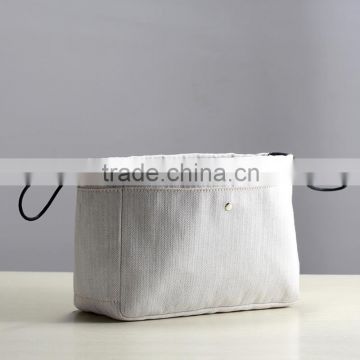 Korean style beige twill canvas cosmetic bag for travel