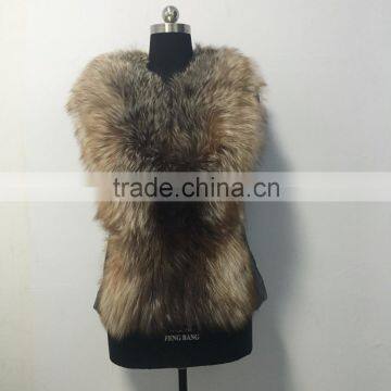 2016 New fashion women red fox fur and sheep leather splicing vest