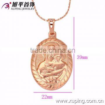 32144 Rose Gold Color Oval Mary Pendant, Mother and Child Pendant jewellry