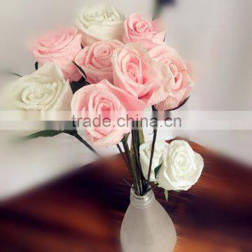 handmade paper flower, funeral decoration flower, white crepe paper flower