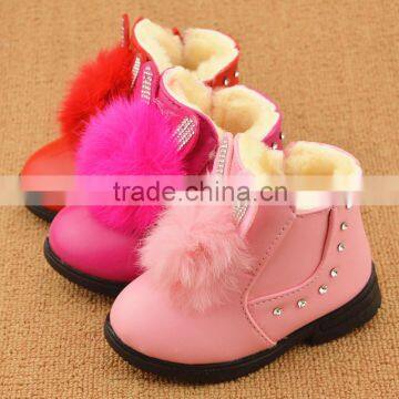 D4 Hot sale cotton cashmere rabbit wool boots diamond girls shoes