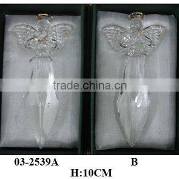 large crystal craft angel with heart glass decoration