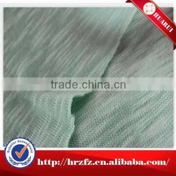 85%polyester,15%rayon light green slub single jersey fabric