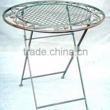 Folding metal antique round table