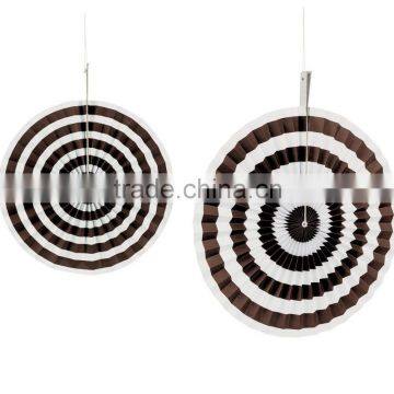 Chocolate and white Stripe Hanging Fans Hanging Ceiling Party Decoration