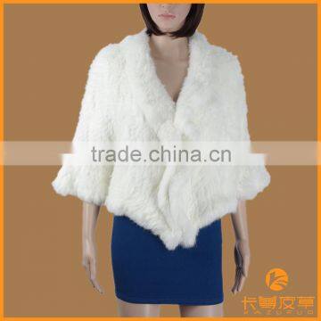 White rabbit fur cape knitted ruffle fur cape KZ150056