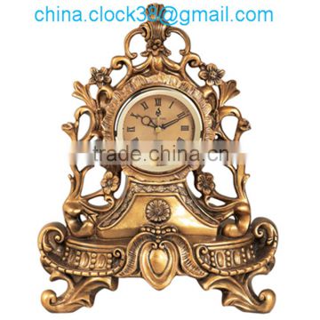 clock decoration clock dancing resin clock resin craft golden clock