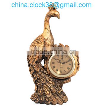 Chinese pea design poly resin clock golden color antique resin clock desk decoration clock antique resin clock