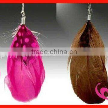 Fashion Jewelry Big Pink Feather Earring Silver Earring