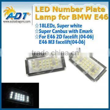 2016 hot sale 18 LEDs License Number Plate Light for BMW E46 2D, E46 M3