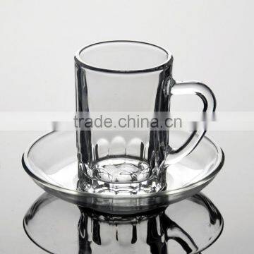 glass coffee cup and saucer
