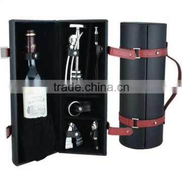 PU/PVC Wine Box Carrier With 4-PCS Wine Accessories