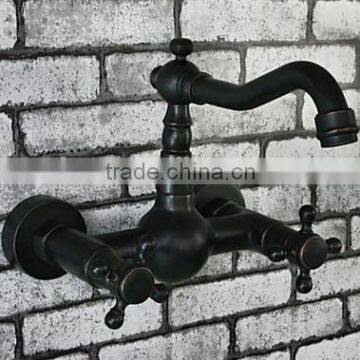 bbed Bronze Finish Double Handles Kitchen Faucets