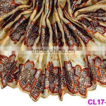 CL17-54 Multicolor Wonderful Flower Pattern Organza Lace for Halloween Dress French Lace Fabric photo-5