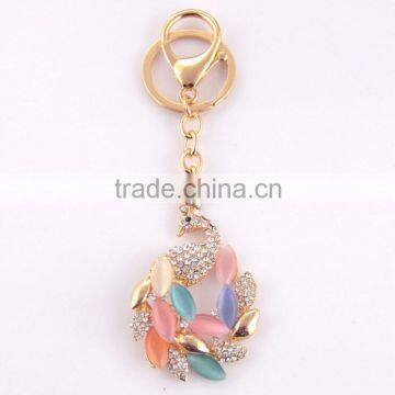 Wholesale fashion blank stainless steel keyrings with crystal for women bags