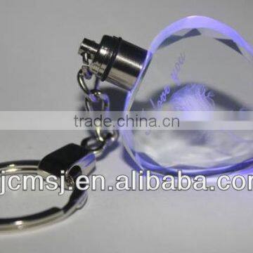 Crystal LED Keychain with 3D Laser Engraved Logo Inside