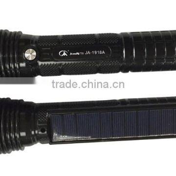 Hot sale 1w Black LED solar torch light cheap rechargeable led flashlights ja-1918A
