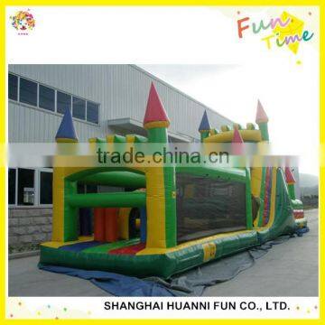 inflatable obstacle course with slide and tunnel/ 40 ft obstacle course game