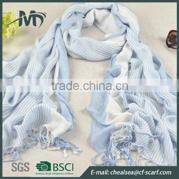 Woven Viscose Scarf Stripes Long Hijab Scarf Women Exquisite Scarf photo-4