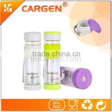 Wholesale OEM 330ml portable glass infuser water bottle