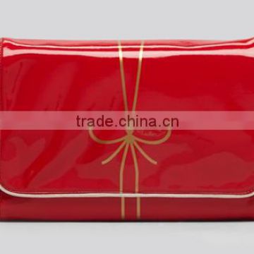 Patent leather hanging cosmetic pouch bag