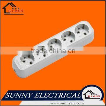 European style 5 gang Germany electrical power extension socket