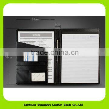 High Quality Eco Friendly Hard Cover Leather a4 Conference Folder Black photo-3