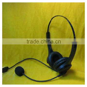 binaural headphones headset with microphone QD cord/RJ-11 -9/USB/DC plug