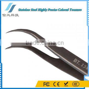 BST-158A Highly Precise Stainless Steel Curved Tweezers Tool Dark Gray photo-6