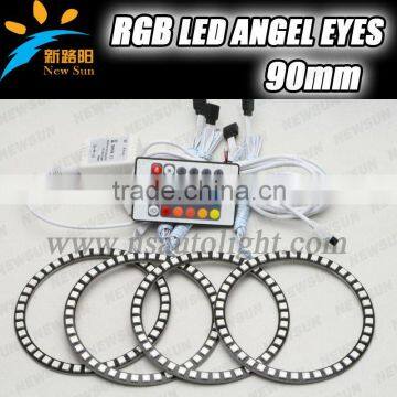 Color Changing Rgb Led 90mm Led Ring Lights Car Headlight Replacement RGB Angel Eyes Halo Ring With Rgb Led Controller