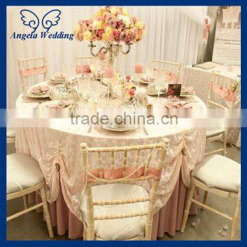 TL002A Cheap Hot sale elegant polyester ivory wedding embroidered lace table overlay