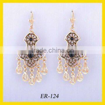 brazilian gold jewelry black bead earring wholesale