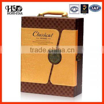 Luxury custom PU leather wine box wooden box with hot stamping