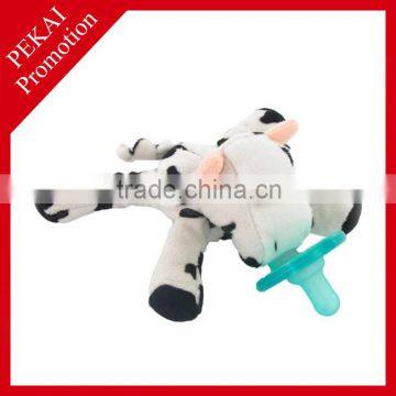 Plush cow toys with baby pastic pacifier