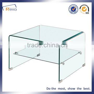 HOT BENDING SQUARE ART TEMPERED GLASS COFFEE TABLE DOUBLE LAYER GLASS FUNKY CLASSIC TABLE