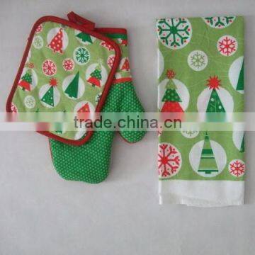 2pcs cotton kitchen textile set /oven mitten &pot holder