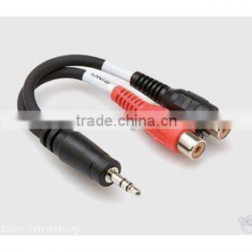 Stereo 3.5mm Mini Phone Male to 2 RCA Female Y-Cable - 6"