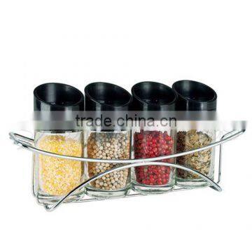 SINOGLASS trade assurance with wire rack 4 jars spice rack set