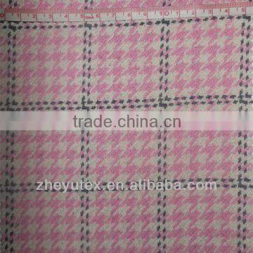 plaid houndstooth blend wool fabric for lady coat