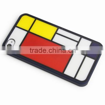 Mondrian series sticker plastic case for iphone 4s