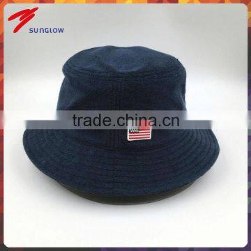 High quality terry towel navy blue sun protection golf bucket hat