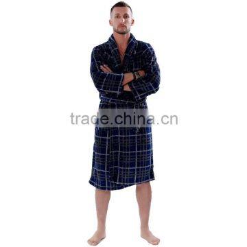 100% polyester printed coral fleece nightgown sleepwear bath robes for men