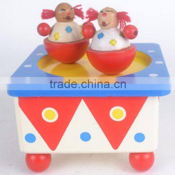 Boxed Wooden Clockwork Dancing Sister Music Box Musical Box