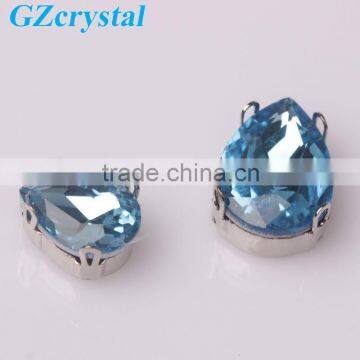 yiwu pointback teardrop crystal rhinestone with metal claw for dress