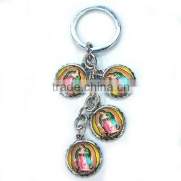 hot sale glass and alloy keychain with stickers