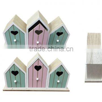 Wooden lovely storage box on desk for home decoration with heart hole